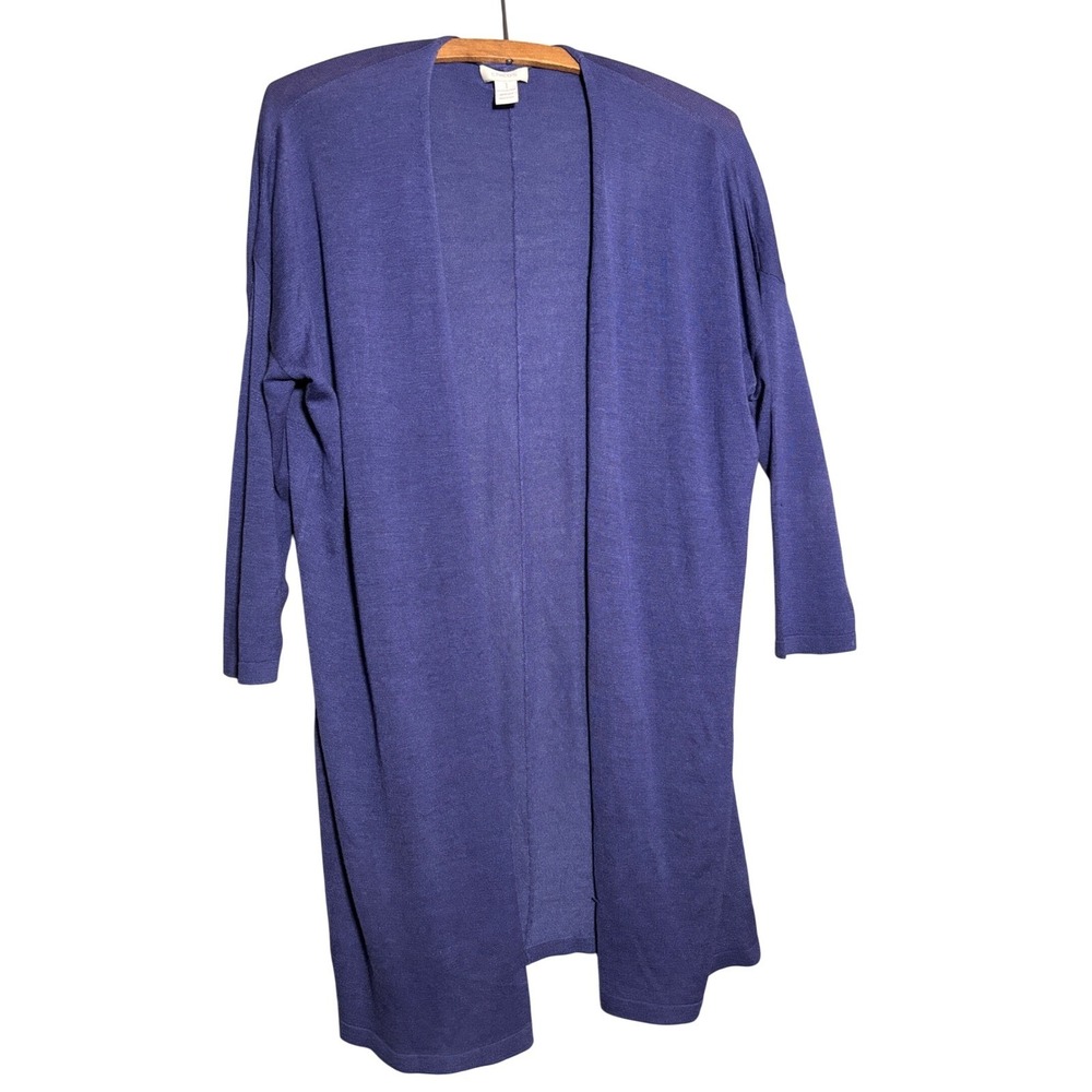 Chicos 100% Silk Longline Open Front Cardigan Knit Size 1 Medium Lagenlook